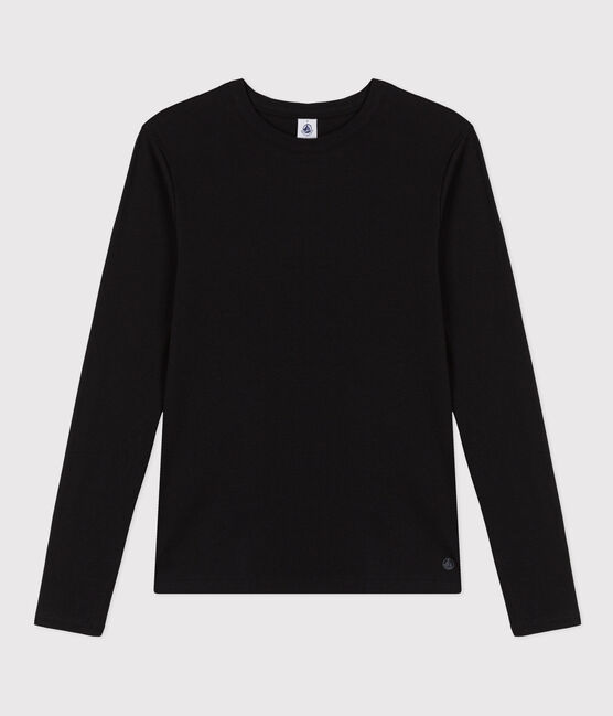 Tee-shirt l'Iconique manches longues en côte unie femme noir BLACK