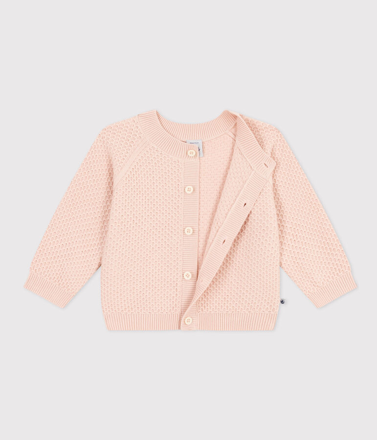 Cardigan en tricot de coton b&eacute;b&eacute; rose SALINE