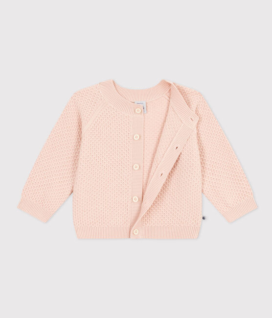 Cardigan en tricot de coton bébé rose SALINE