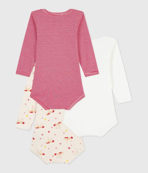 Lot de bodies manches longues en coton imprim&eacute; b&eacute;b&eacute; multicouleur