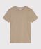 Tee-shirt femme en coton manches courtes uni beige