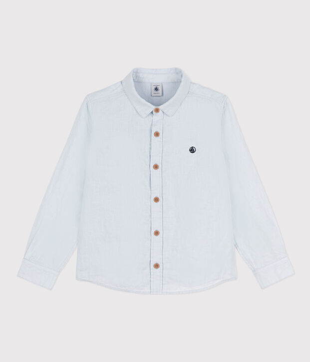 Chemise &agrave; manches longues en lin enfant gar&ccedil;on bleu