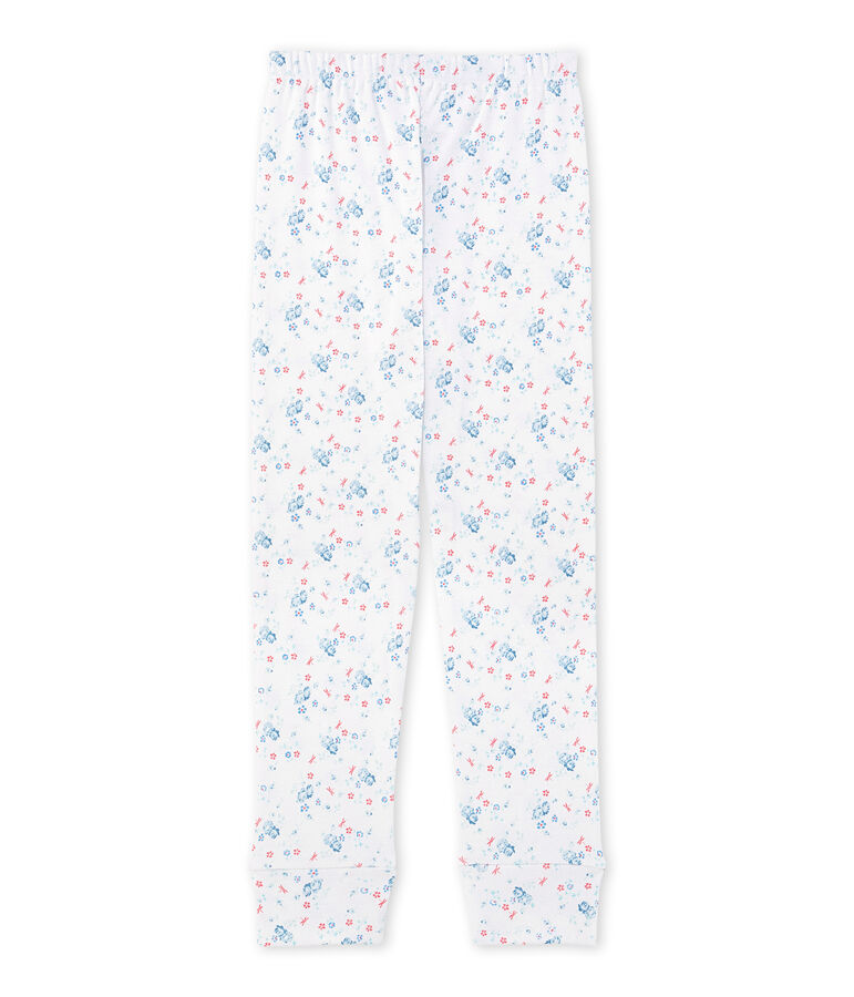 Bas de pyjama fille imprim&eacute; &agrave; coordonner blanc ECUME/bleu BLEU/ MULTICO