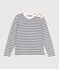 Pull marin femme en coton &agrave; rayures blanc/bleu