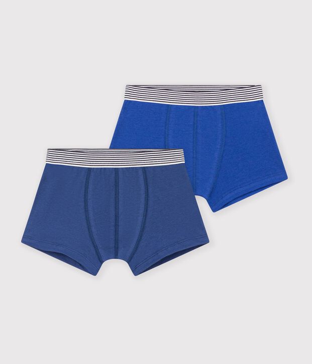 Lot de boxers enfant en coton et &eacute;lasthanne uni multicouleur