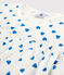 Pyjama fille/femme cœurs bleus en coton blanc MARSHMALLOW/bleu BRASIER