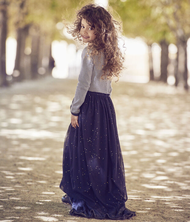 Robe fille manches longues effet 2 en 1 Petit bateau x Marie-Agn&egrave;s Gillot bleu/blanc