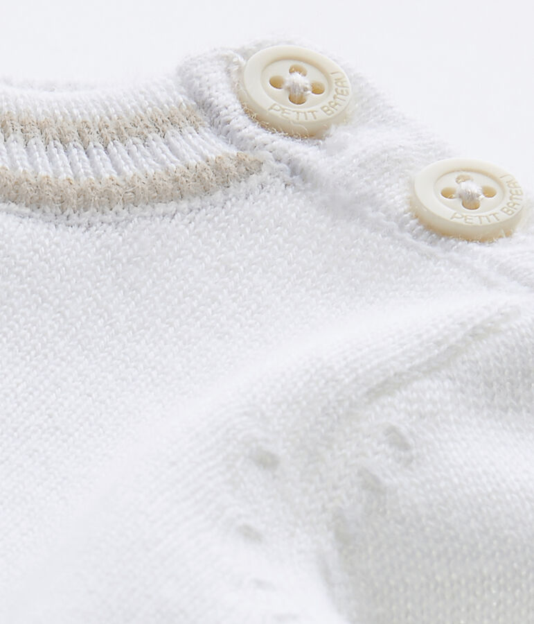 Pull b&eacute;b&eacute; gar&ccedil;on en tricot blanc MARSHMALLOW
