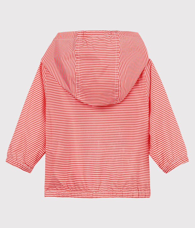 Coupe-vent b&eacute;b&eacute; mixte ray&eacute; rose/blanc