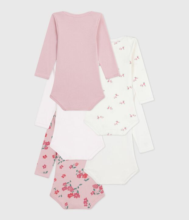 Lot de bodies manches longues en coton imprim&eacute; fleuri b&eacute;b&eacute; multicouleur
