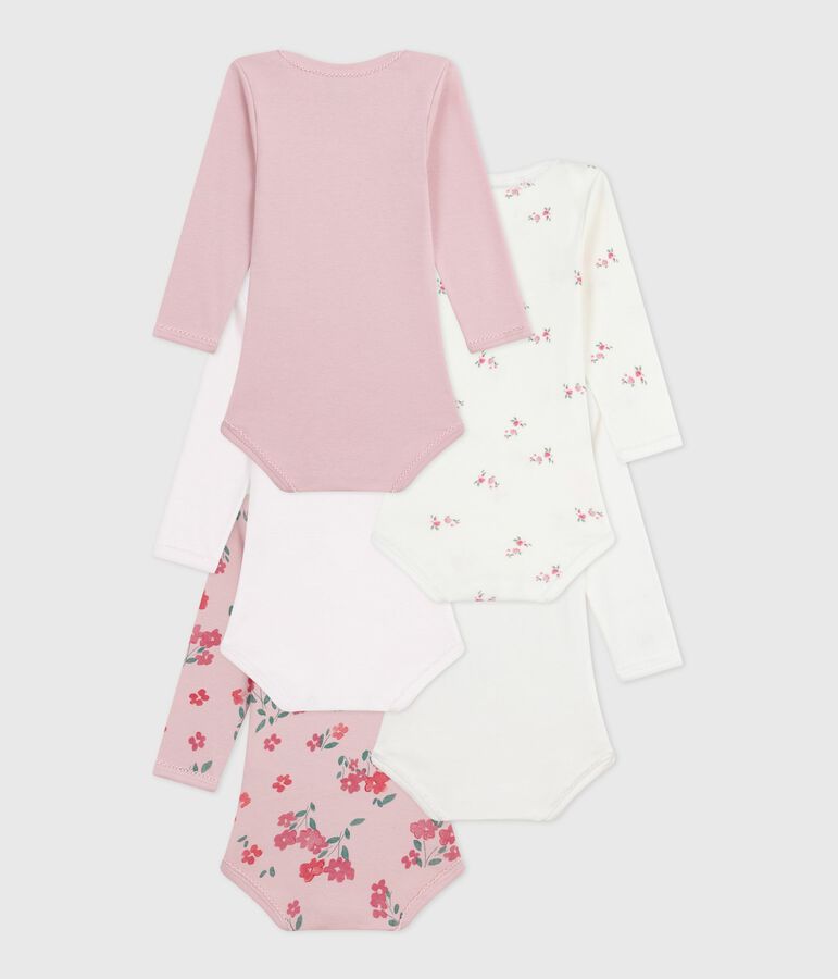 Lot de bodies manches longues en coton imprim&eacute; fleuri b&eacute;b&eacute; variante 1