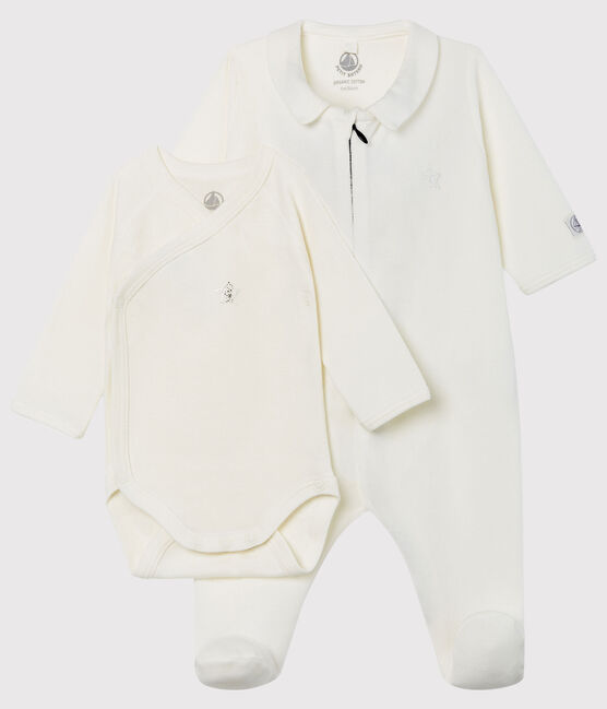 Dors-bien zippé bébé en velours blanc MARSHMALLOW