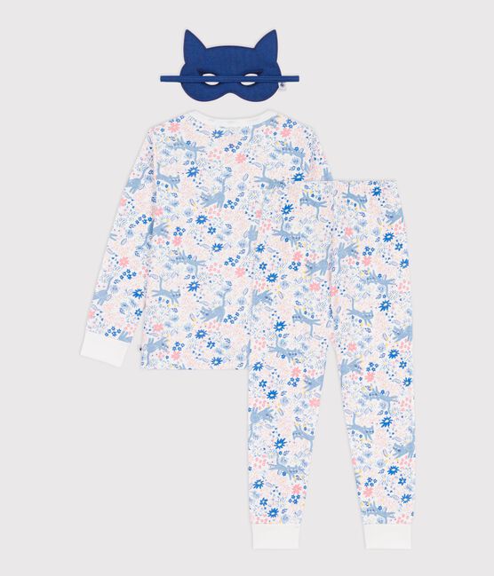 Pyjama déguisement enfant en coton imprimé fleuri blanc MARSHMALLOW/blanc MULTICO