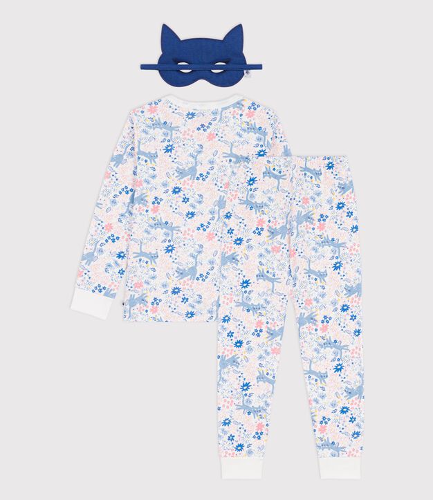 Pyjama d&eacute;guisement enfant en coton imprim&eacute; fleuri blanc/multicouleur