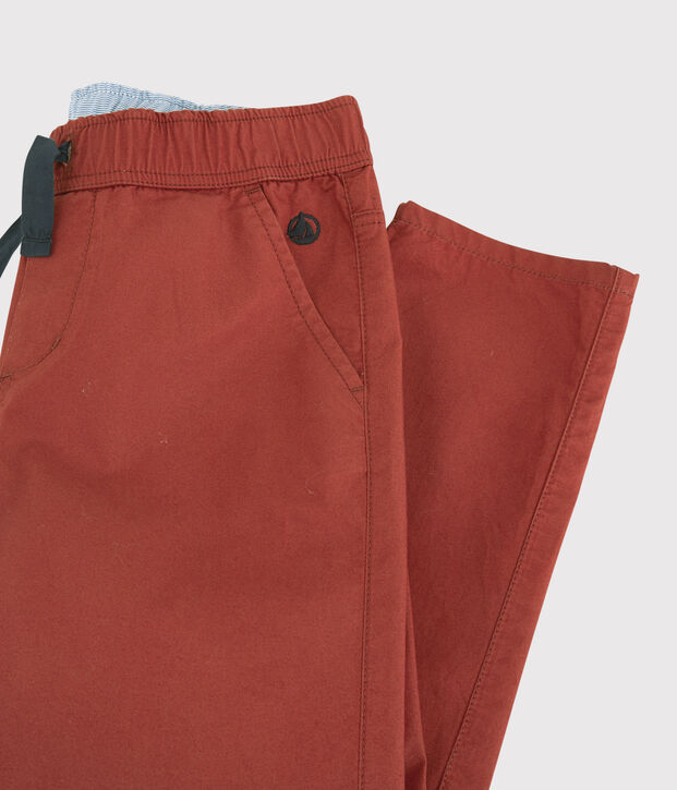 Pantalon regular en serge de coton enfant gar&ccedil;on marron