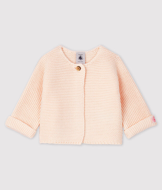Cardigan en tricot de coton biologique b&eacute;b&eacute; rose clair
