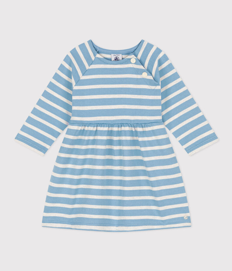 Robe manches longues en jersey &eacute;pais ray&eacute; b&eacute;b&eacute; AZUL/ MONTELIMAR