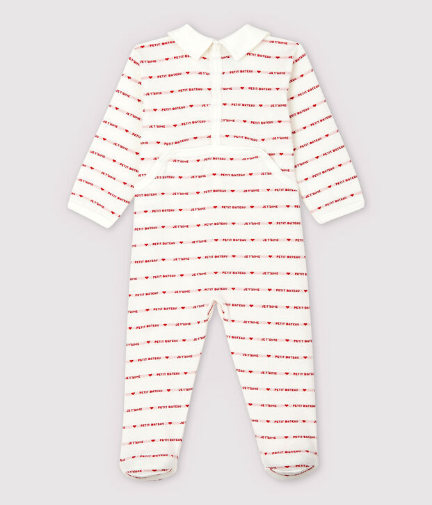 Dors-bien Petit Bateau Je T'aime b&eacute;b&eacute; fille en jacquard blanc/rouge