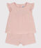 Ensemble bébé en gaze de coton unie rose SALINE