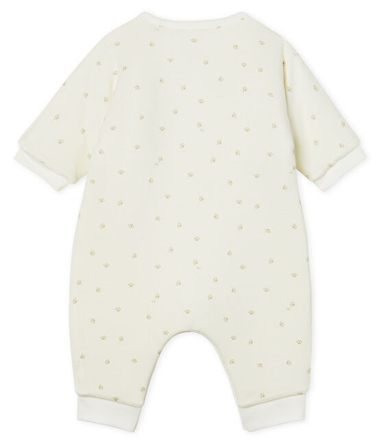 Combinaison longue bébé en côte ouatinée blanc MARSHMALLOW/gris SOURICEAU CN