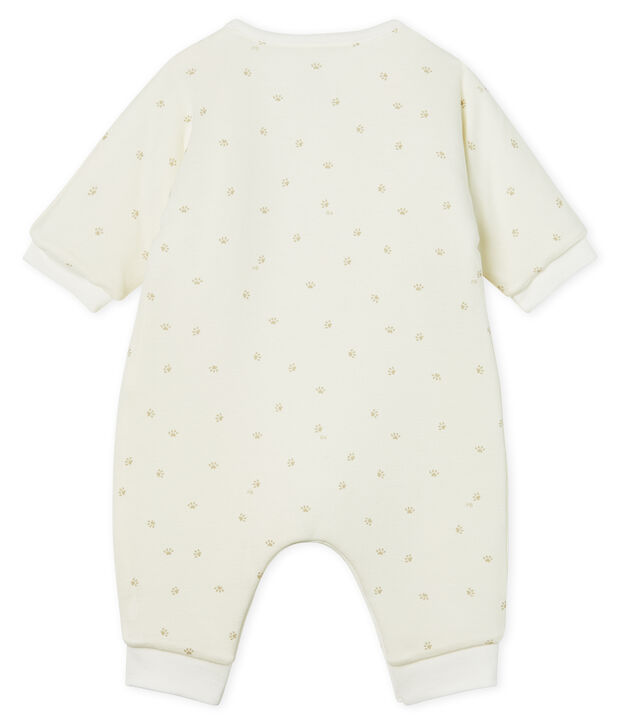 Combinaison longue b&eacute;b&eacute; en c&ocirc;te ouatin&eacute;e blanc/gris