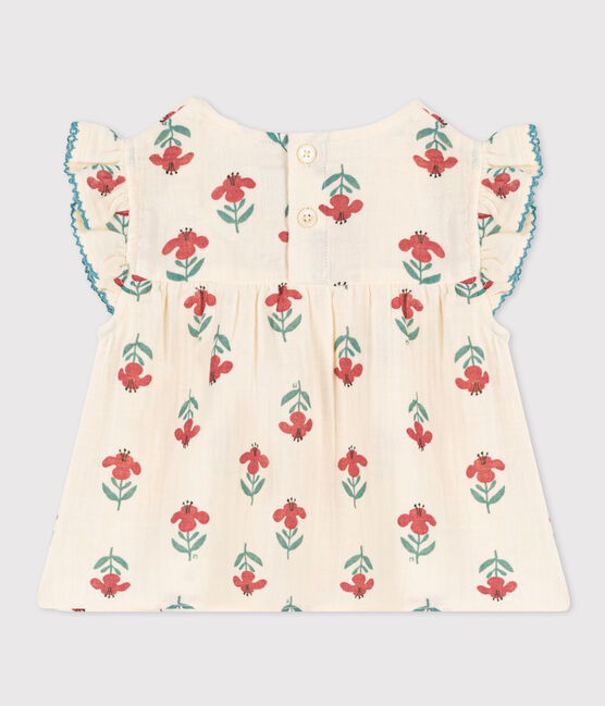 Blouse manches courtes bébé en gaze de coton imprimé blanc AVALANCHE/ MULTICO