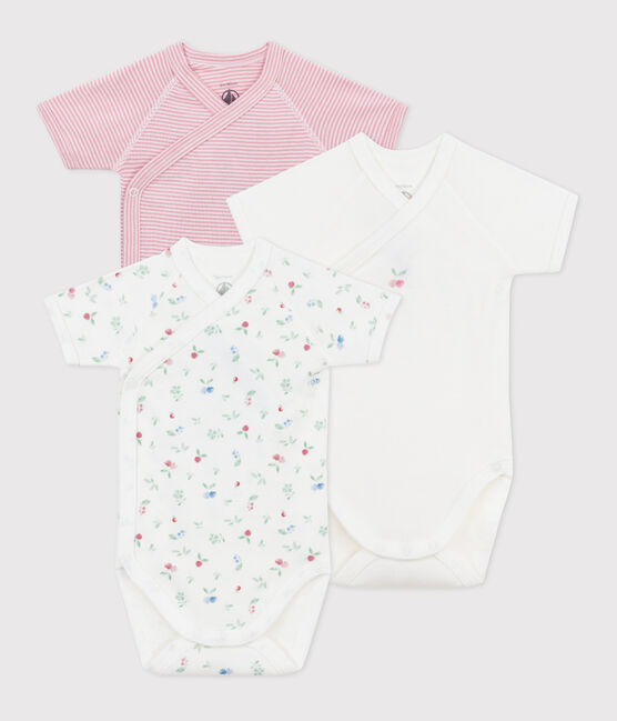 Lot de 3 bodies croisés manches courtes en coton imprimé bébé variante 2