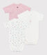Lot de 3 bodies croisés manches courtes en coton imprimé bébé