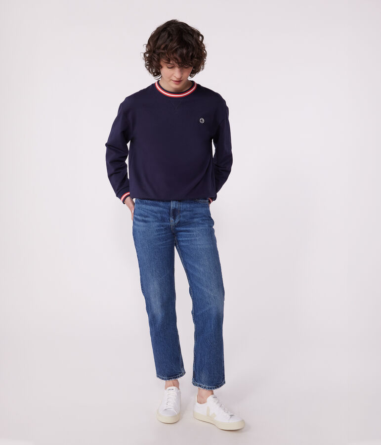 Sweatshirt femme en coton uni bleu SMOKING