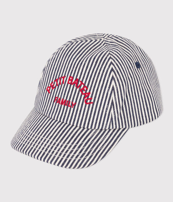 Casquette Petit Bateau Family en toile bébé bleu MEDIEVAL/blanc MARSHMALLOW