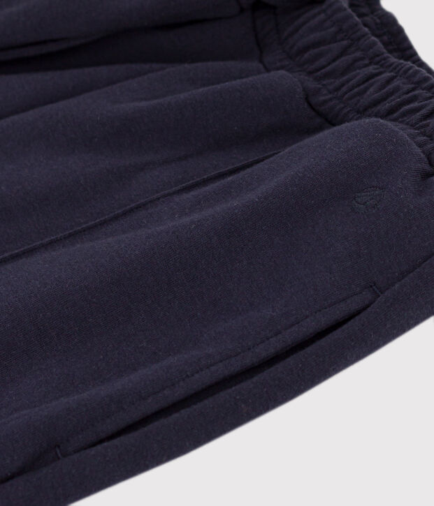 Pantalon en coton et &eacute;lasthanne femme bleu marine