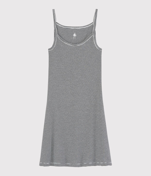Robe &agrave; bretelles iconique en coton Femme bleu/blanc