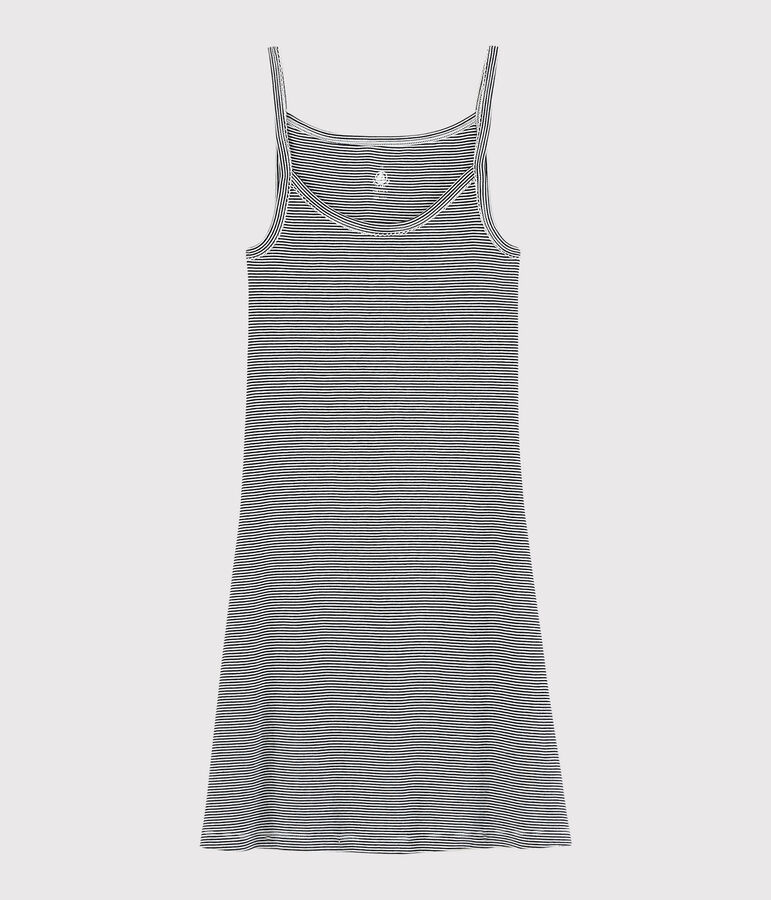 Robe &agrave; bretelles iconique en coton Femme bleu/blanc