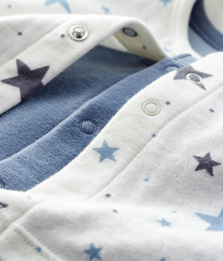 Ensemble 2 pi&egrave;ces &eacute;toiles bleues b&eacute;b&eacute; en en velours jaune TEMPETE/blanc MULTICO
