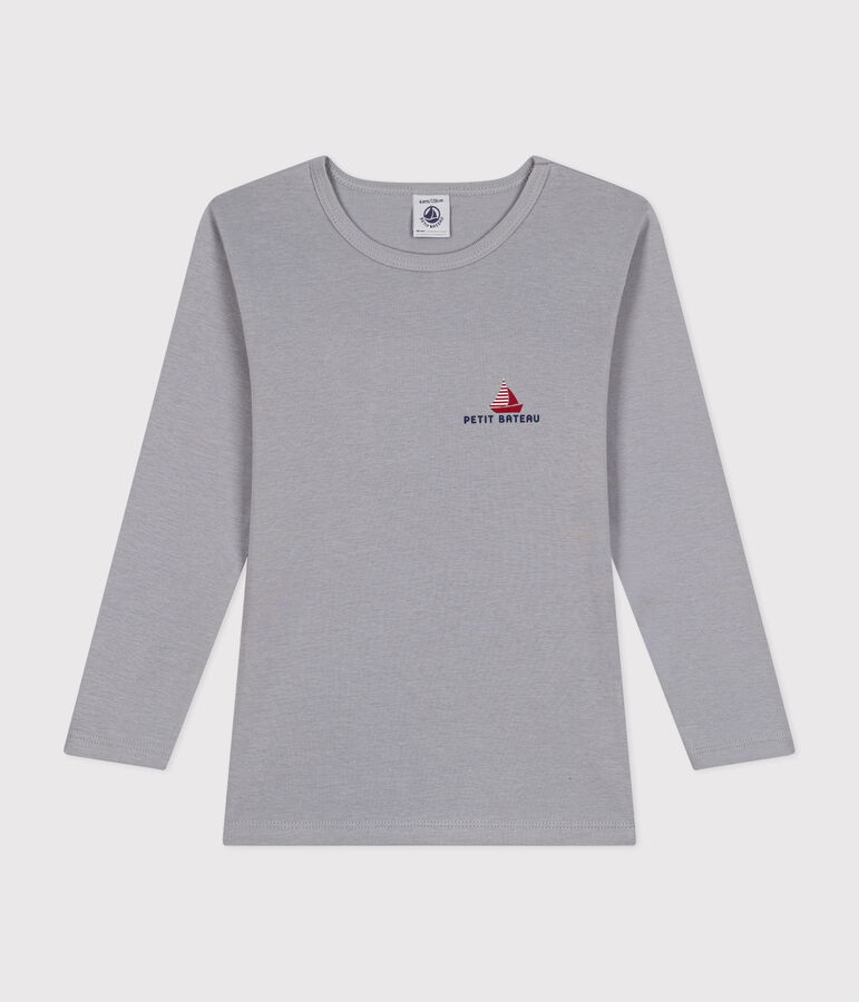 Tee-shirt manches longues en coton enfant gris PIGEON