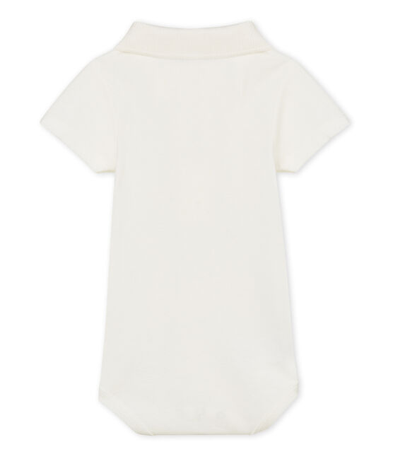 Body manches courtes col polo bébé garçon uni blanc MARSHMALLOW CN