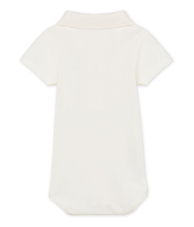 Body manches courtes col polo b&eacute;b&eacute; gar&ccedil;on uni blanc