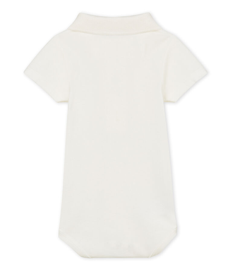 Body manches courtes col polo b&eacute;b&eacute; gar&ccedil;on uni blanc