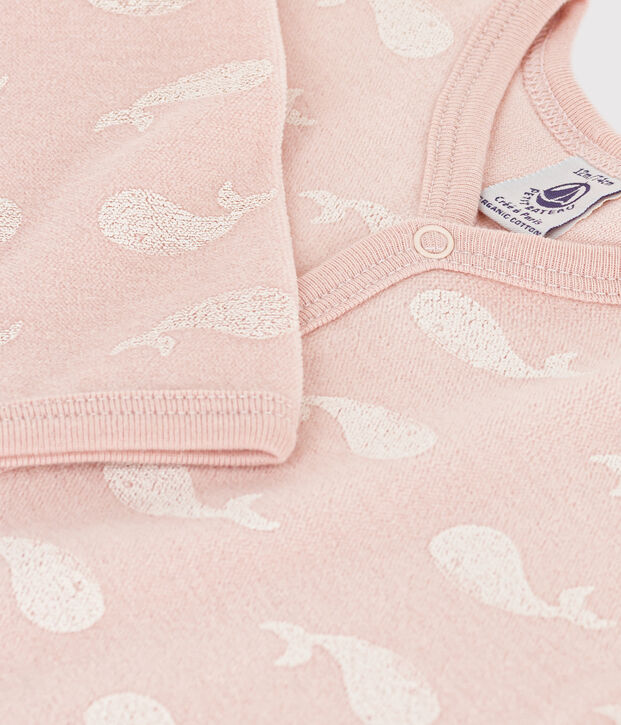 Dors-bien baleines roses en velours rose/blanc