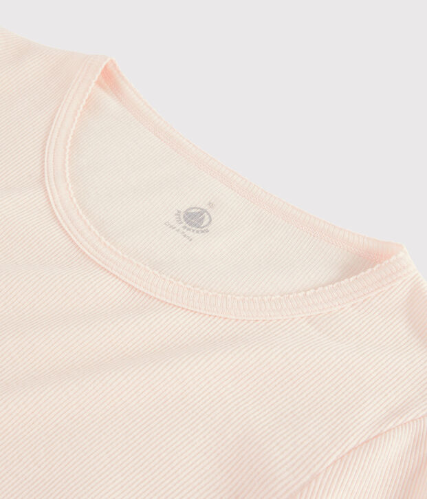 T-shirt laine et coton Femme rose clair
