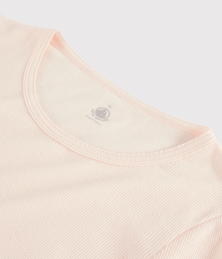 T-shirt laine et coton Femme rose FLEUR