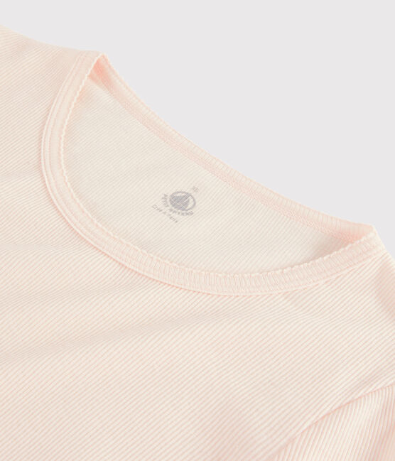 T-shirt laine et coton Femme rose FLEUR