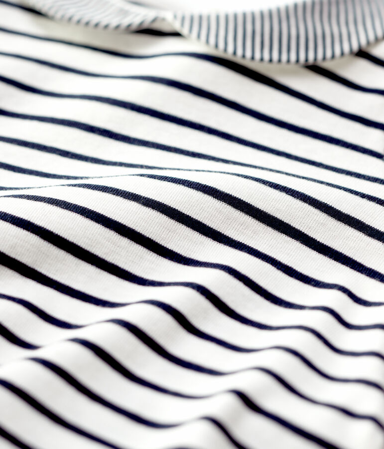 Blouse en coton b&eacute;b&eacute;. blanc MARSHMALLOW/bleu SMOKING