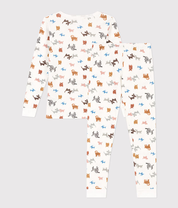 Pyjama ajust&eacute; en coton enfant blanc/multicouleur