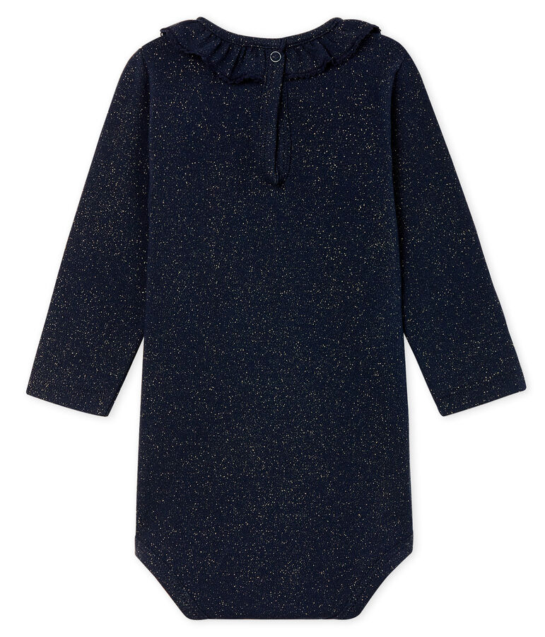 Body manches longues imprim&eacute; avec collerette b&eacute;b&eacute; fille bleu/jaune