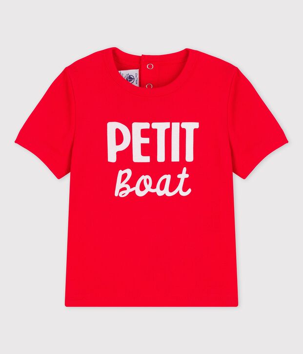 Tee-shirt manches courtes avec motif en coton b&eacute;b&eacute; rouge