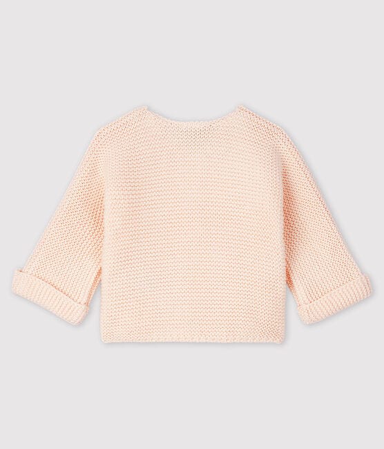 Cardigan en tricot de coton biologique bébé rose FLEUR