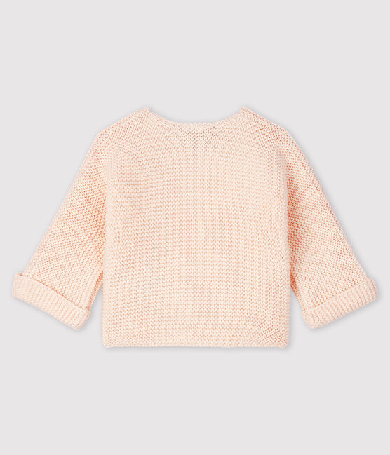 Cardigan en tricot de coton biologique bébé rose FLEUR
