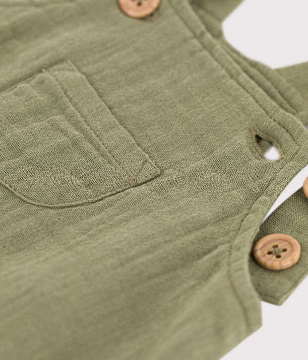 Salopette courte en gaze de coton b&eacute;b&eacute; vert