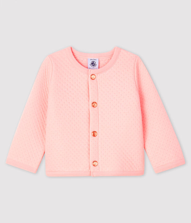 Cardigan b&eacute;b&eacute; fille en tubique rose